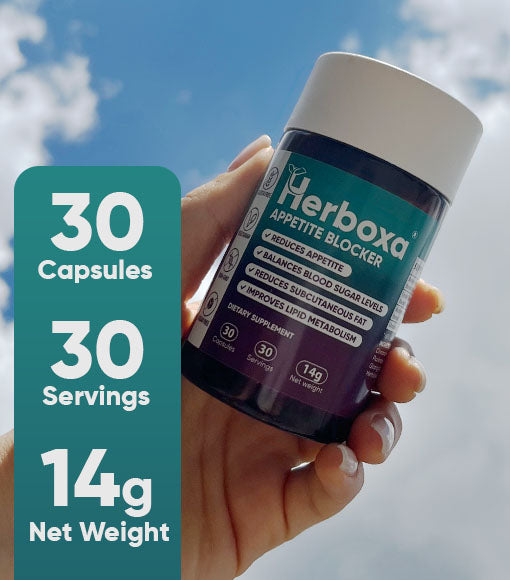 Herboxa Appetite Blocker. 30 capsules. 30 servings. 14g net weight